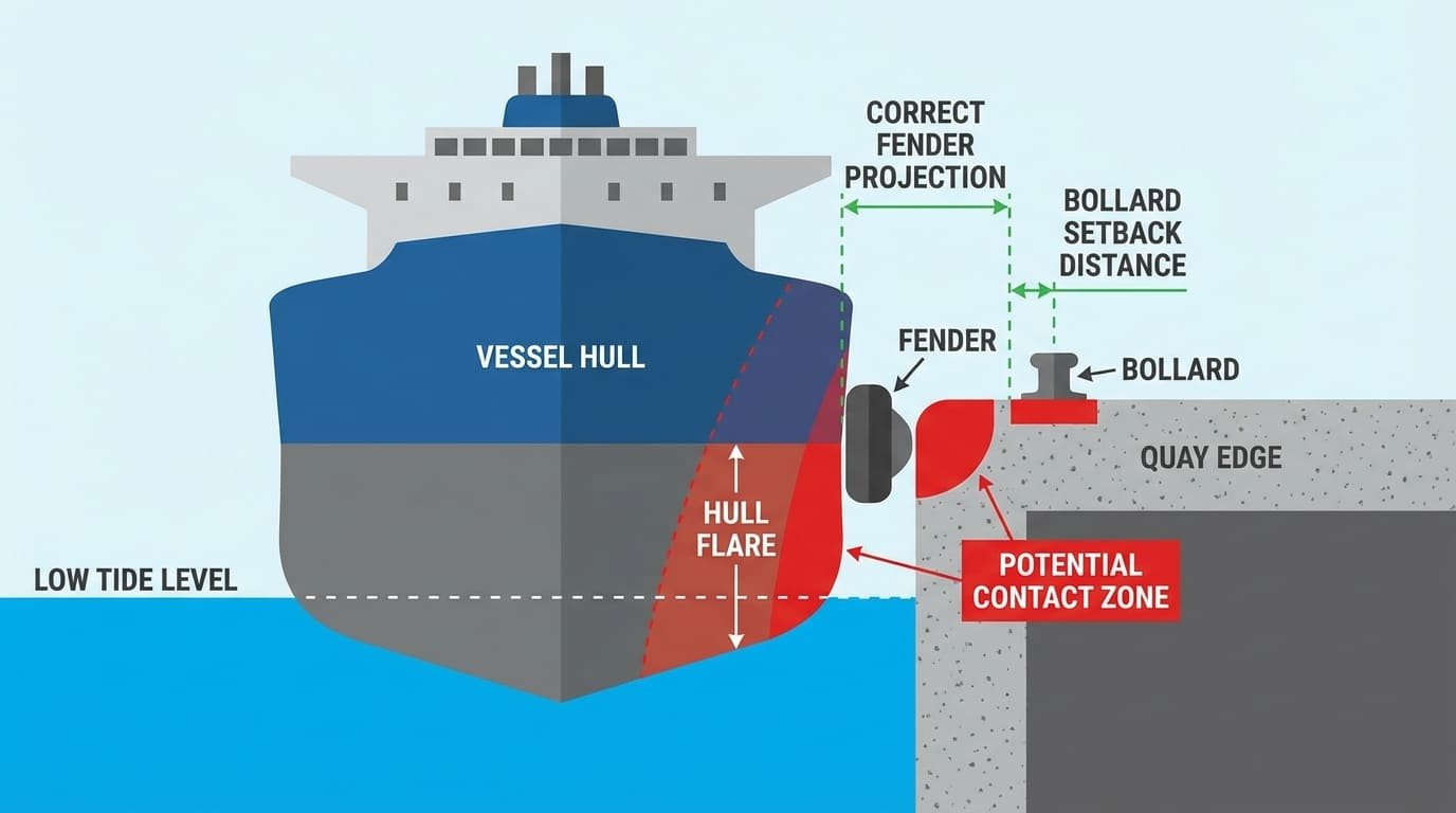 Tidal range and hull overhang