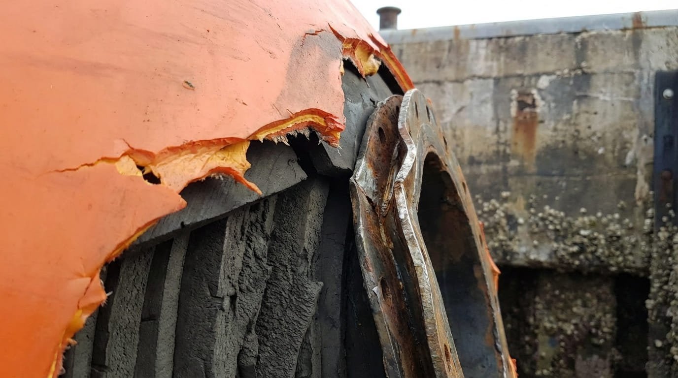 Damaged fender flange connection Damaged fender flange connection