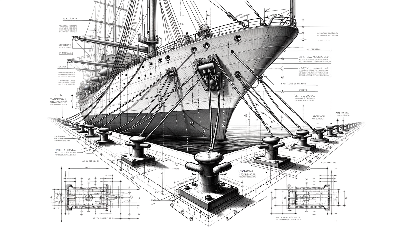 Diagram of vertical and horizontal mooring line angles