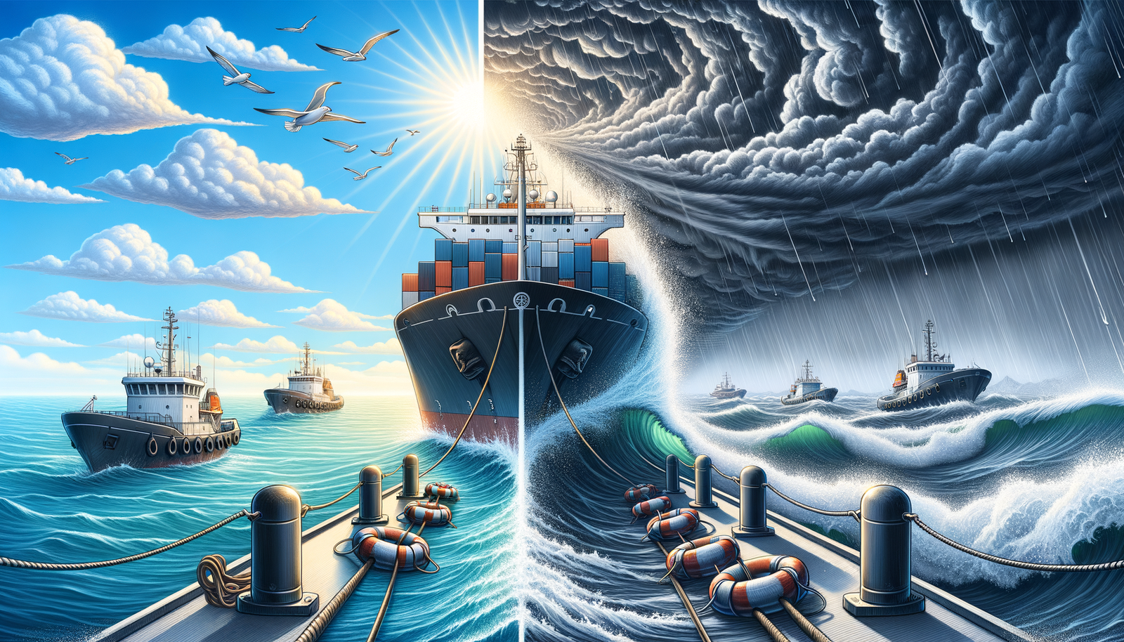 Stormy sea conditions testing bollard strength