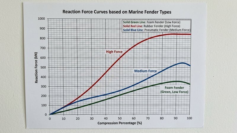 How to read pneumatic fender performance data at 60 percent deflection