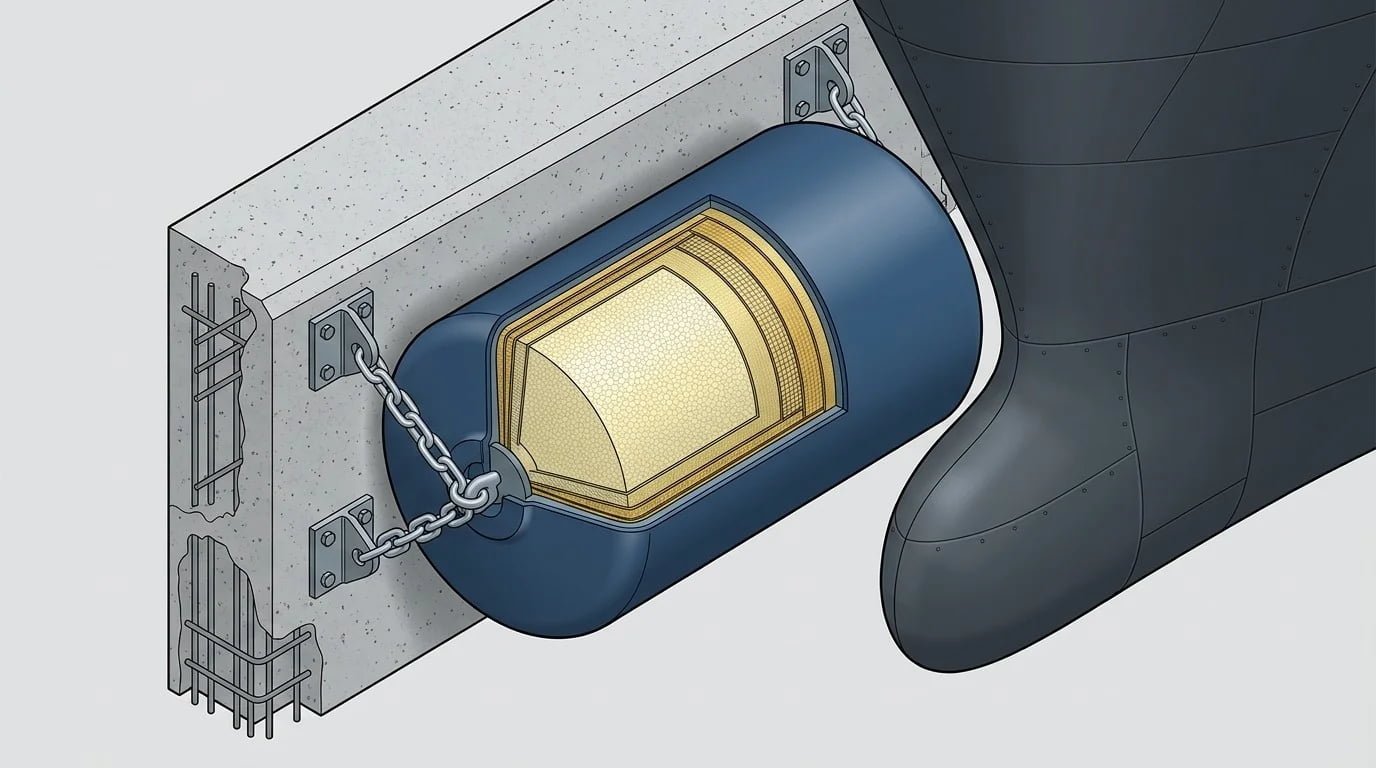High Load Performance Fender under heavy compression from a large vessel