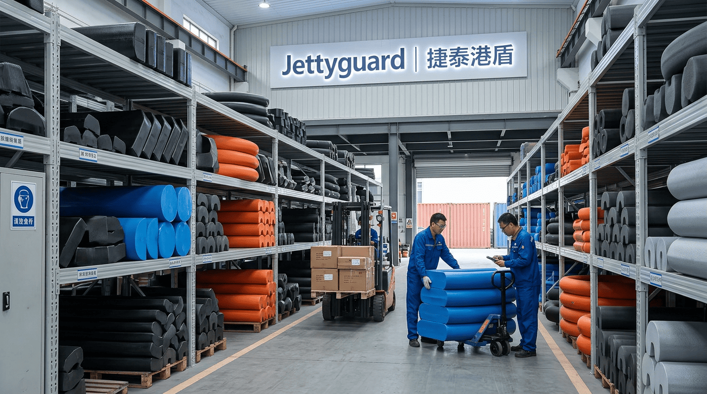 Warehouse shelf stocked with various sizes of foam collars