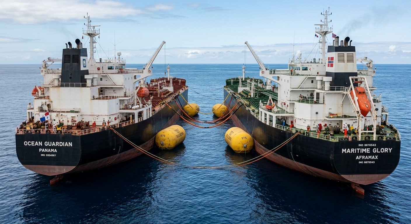 Foam fenders in use during a ship-to-ship transfer