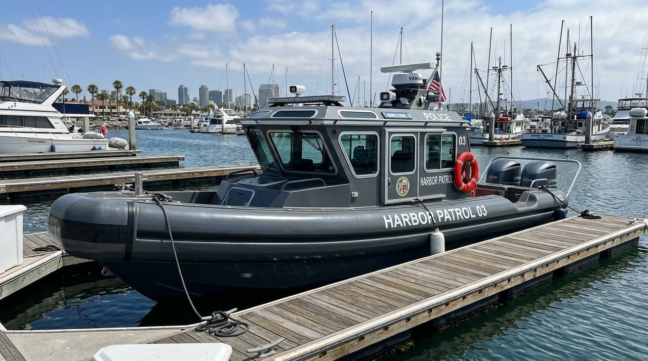 Sleek recreational RIB with foam collar