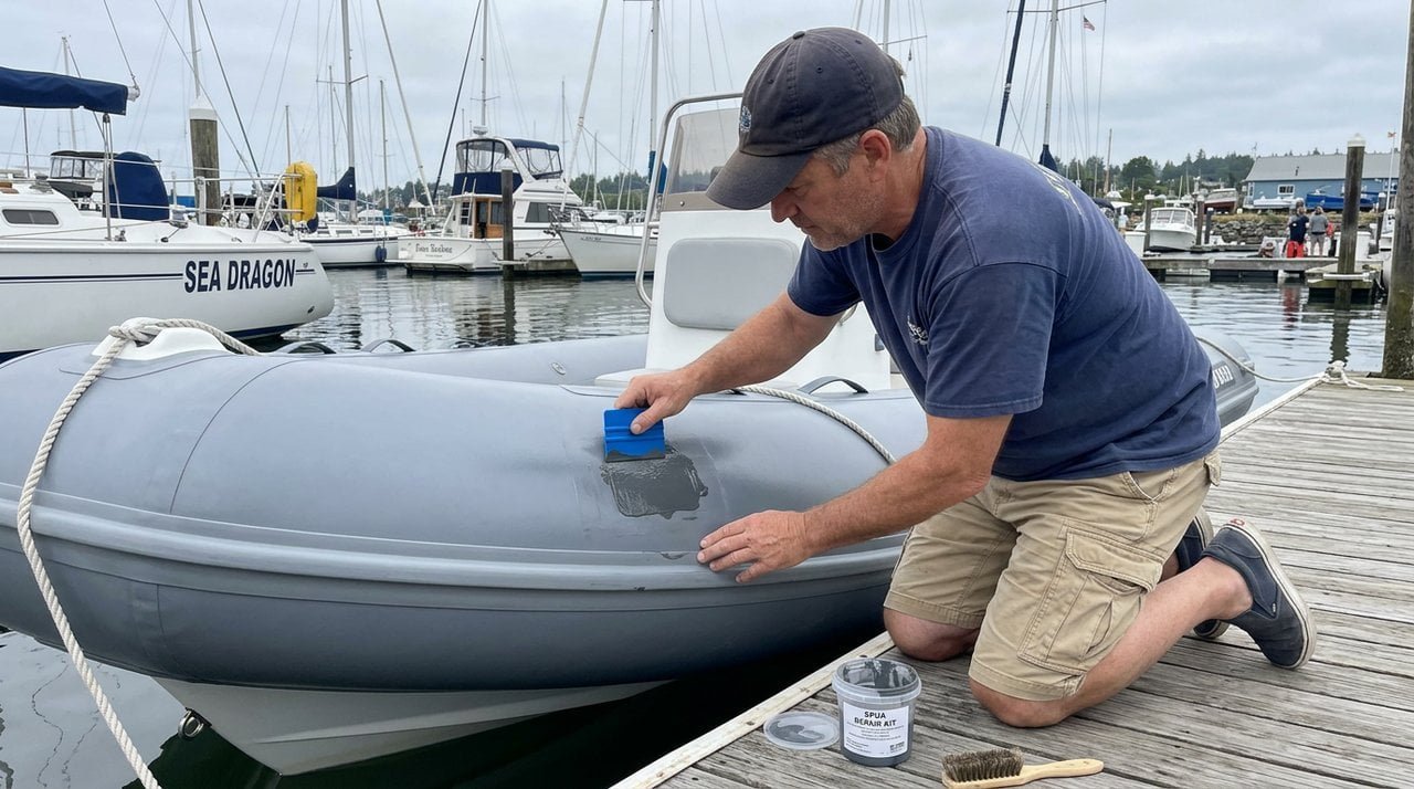 UV Protection for Foam Applying UV protectant spray to boat collar