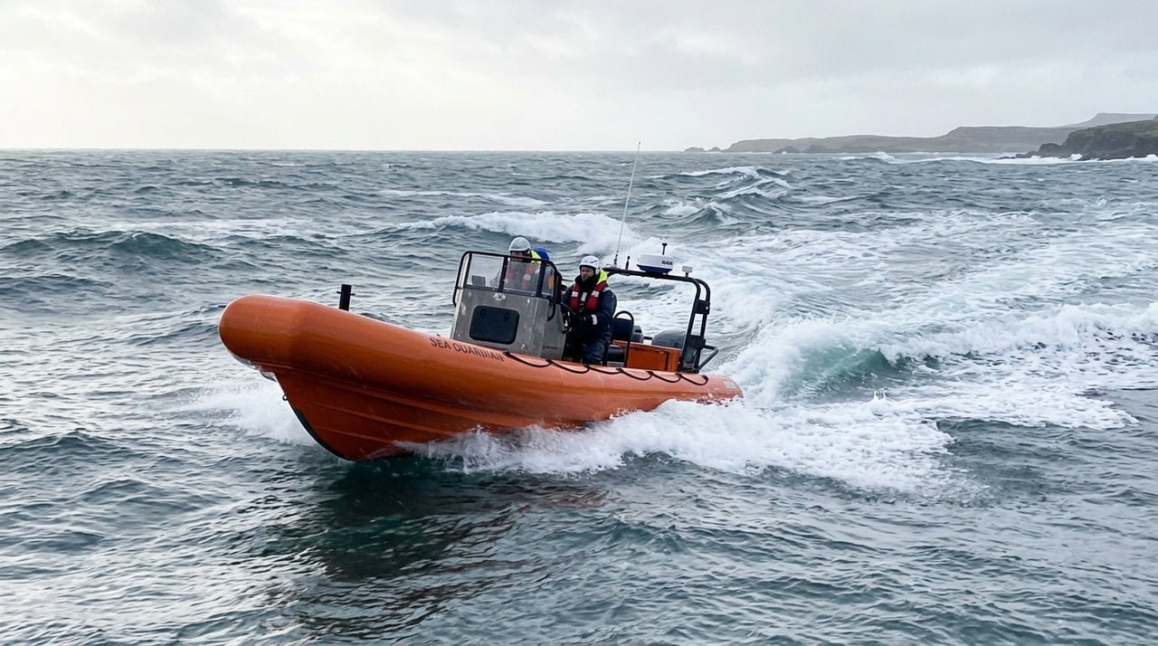 Preventing Broaching in Following Seas Vessel safely riding down the back of a large wave