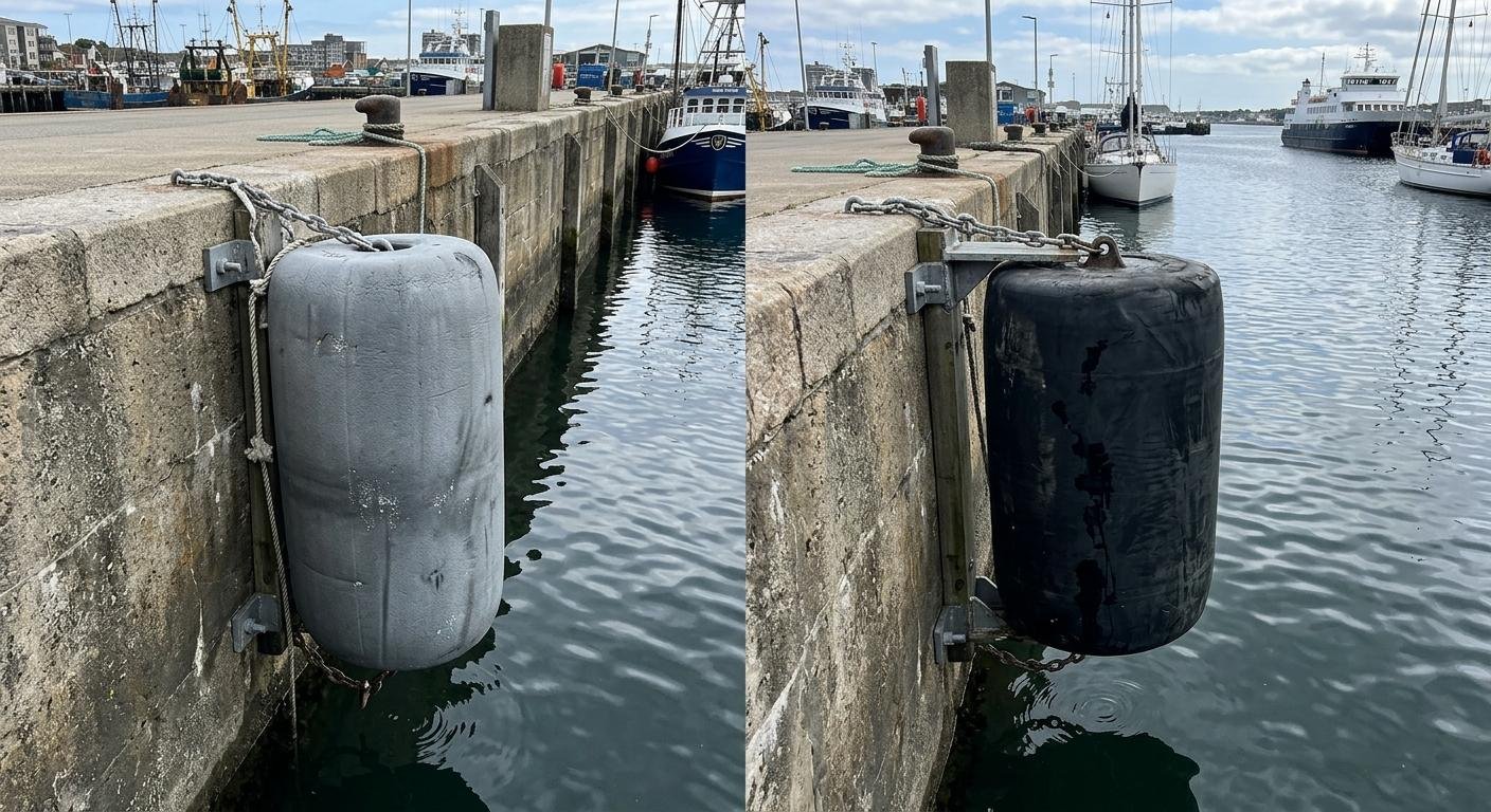 Comparison between foam fenders and solid rubber units