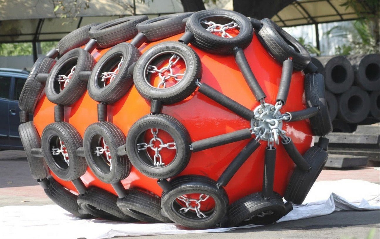 Foam filled fender with chain and tire net protection