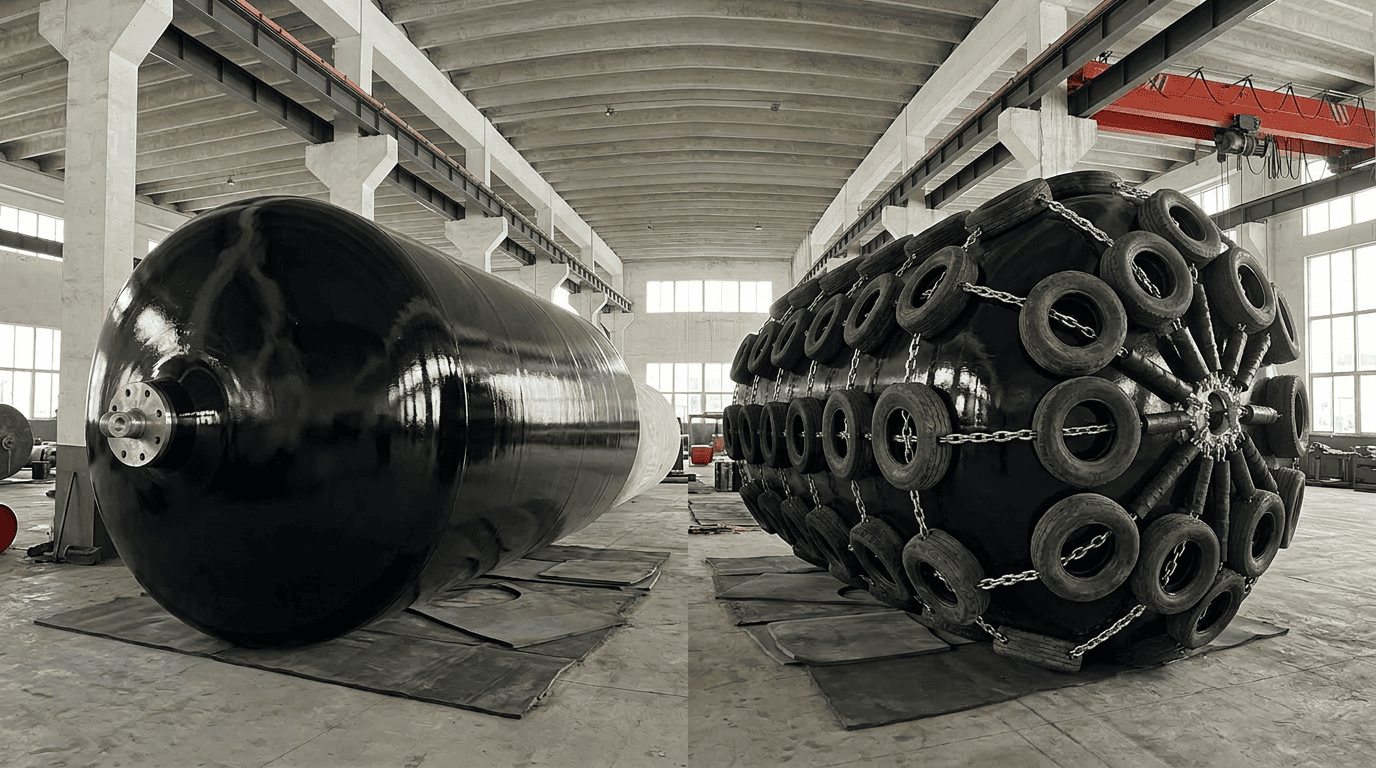 Sling type vs chain and tire net foam fender comparison