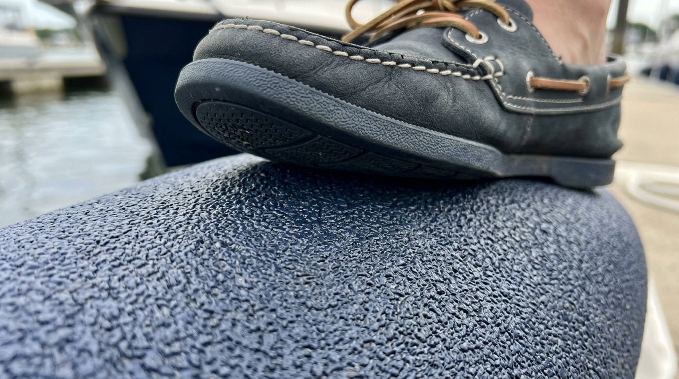 Close-up of textured foam collar surface showing grip pattern for non-slip safety
