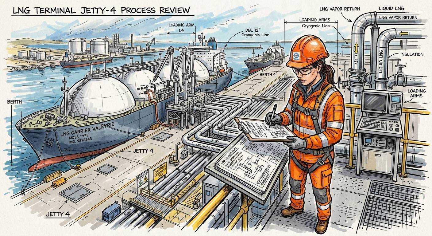 OCIMF MEG4 Compliance Documentation LNG Terminal Port engineer reviewing OCIMF MEG4 compliance documentation checklist at LNG terminal — LNG terminal fender compliance requirements