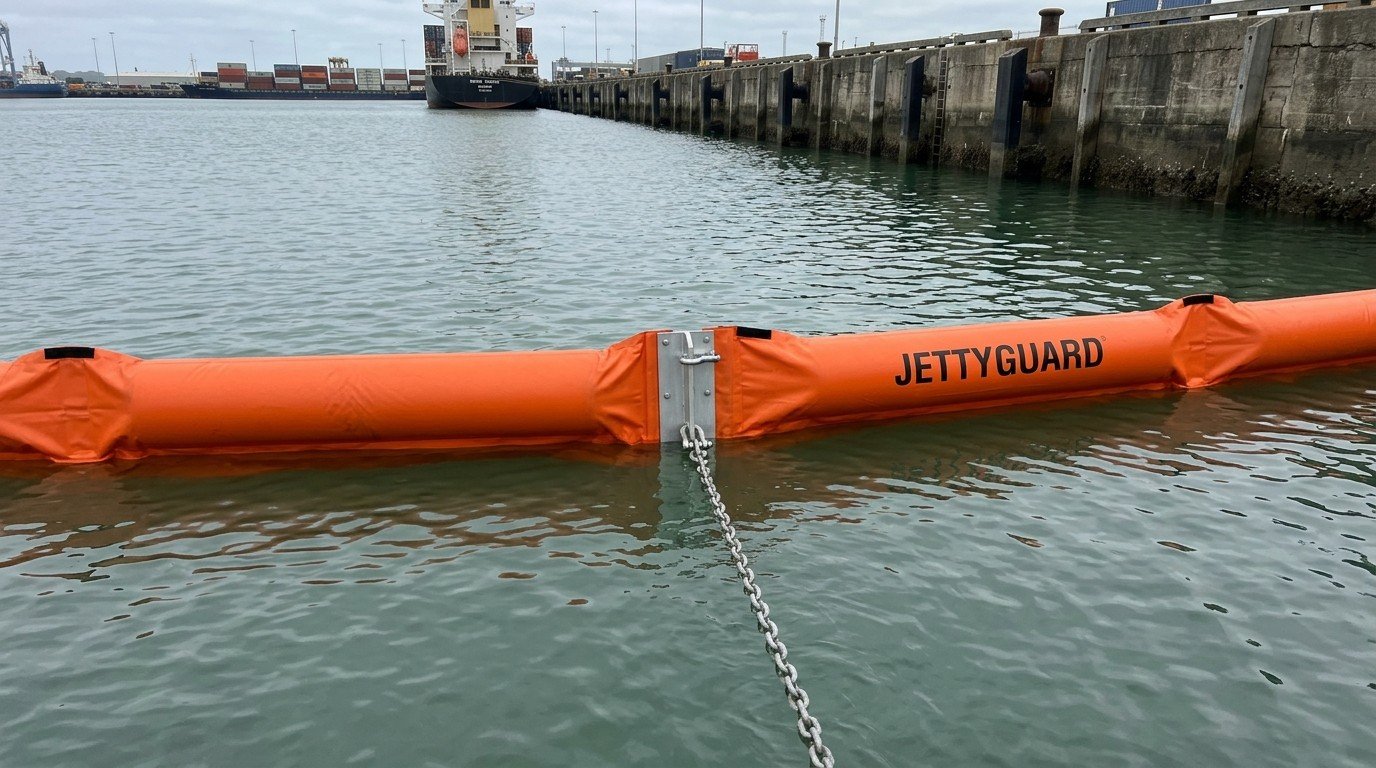 floating boom components including connector skirt anchor line and end fitting