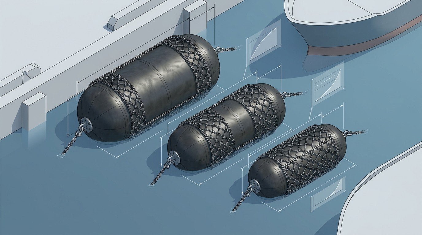 Pneumatic fender size selection from berthing energy and ISO 17357 catalogue