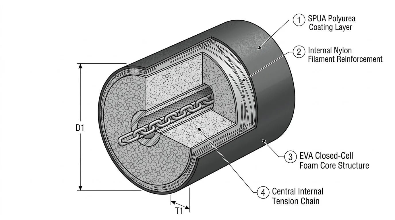 foam filled fender cross section construction diagram