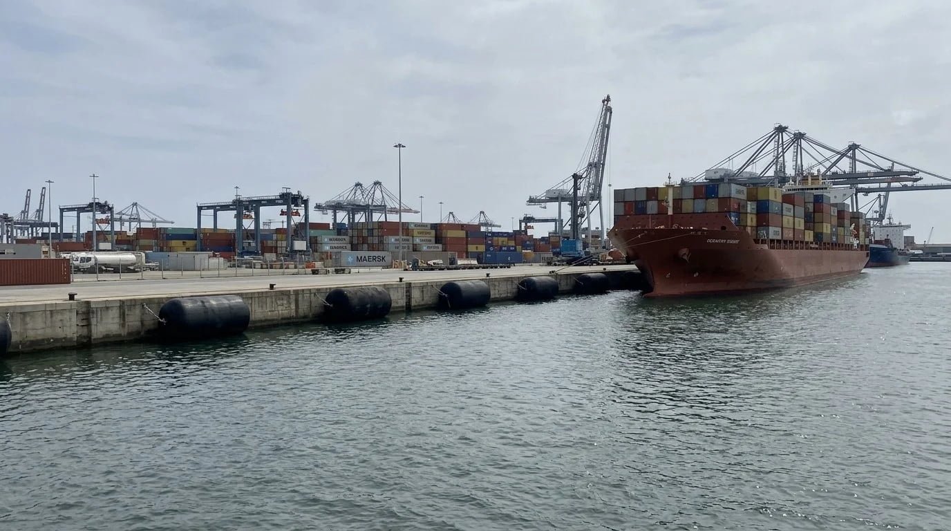 foam filled fender installed at port berth