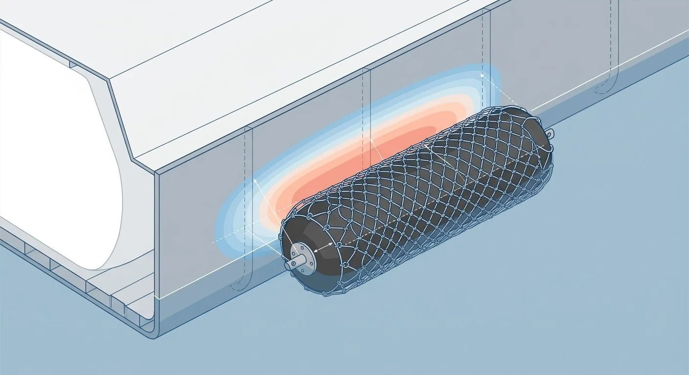 Pneumatic fender contact footprint and hull pressure distribution on membrane LNG carrier hull