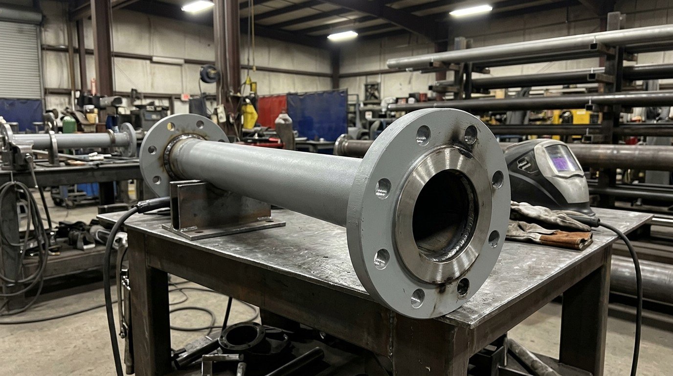 pipe spool welding and fit up in fabrication workshop