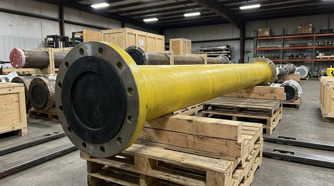 pipe spool packed for export shipment with flange protection
