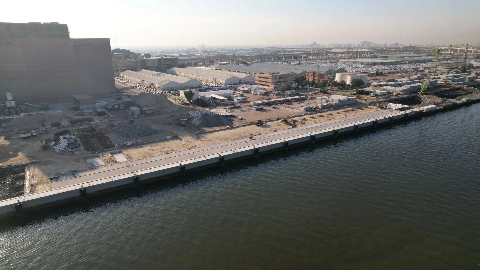 Marine jetty and quay structure under construction