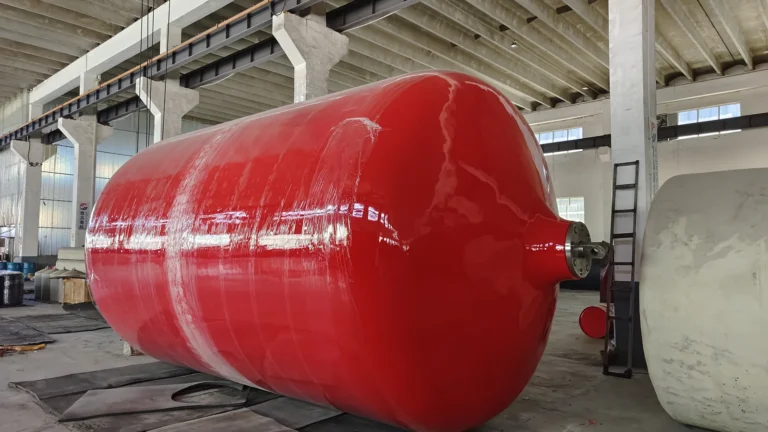 Finished red foam filled fender in the workshop